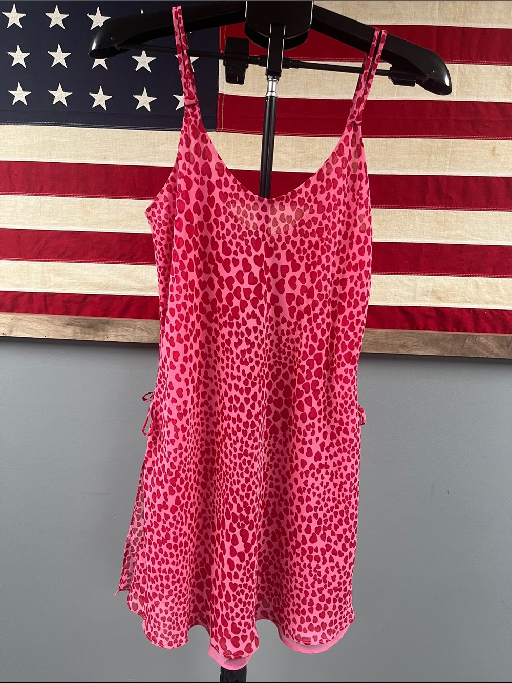 Hot Pink Animal-Print Slip Dress/Lingerie with Adjustable Straps